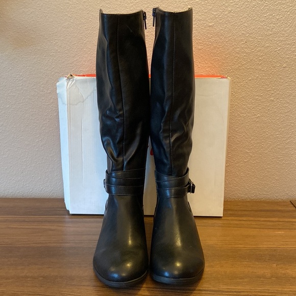 STYLE & CO “Keppur” Black Vegan Leather Tall Knee High Slouchy Riding Boots 6M - Picture 6 of 15